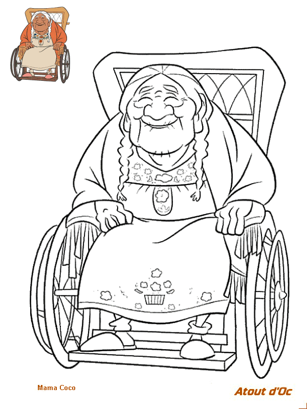 Coloriage Socorro Rivera Mama Coco Grandmere De Miguel - Coco Disney à imprimer